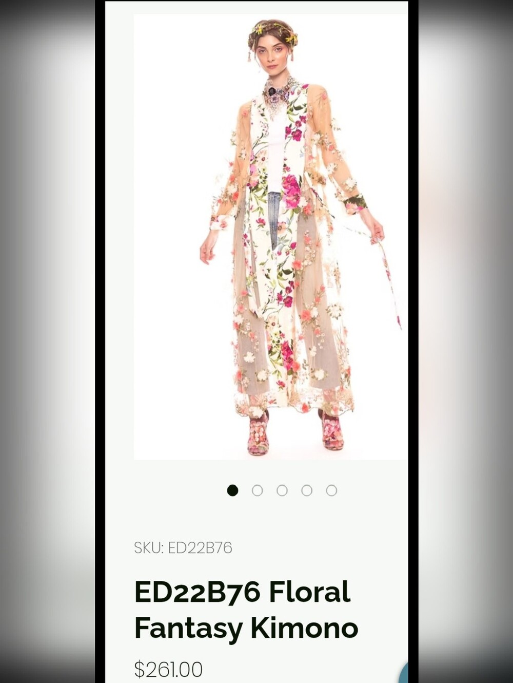 Aratta Sheer Floral Kimono in Cream and Pink 🔥 O/S
